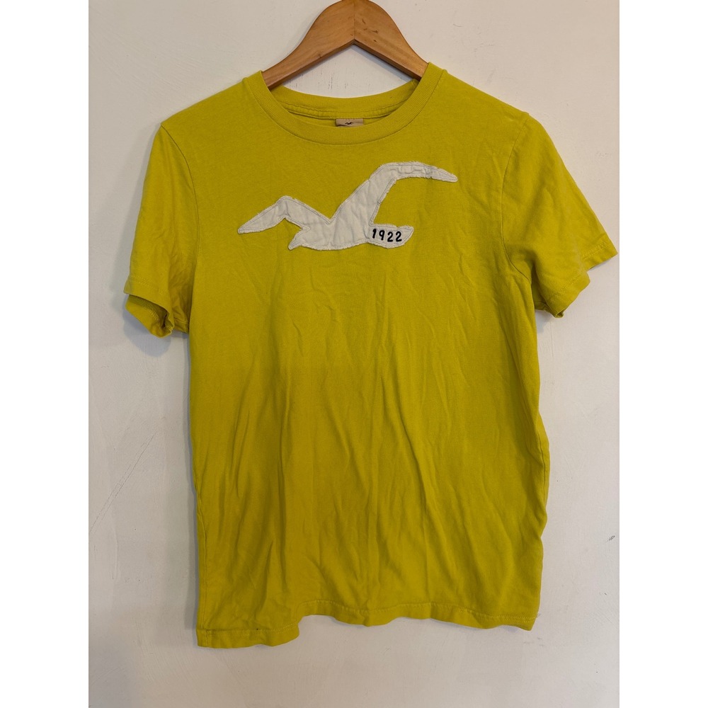 Hollister Mens Yellow Seagull Applique Graphic T-Shirt Medium 1922 Short Sleeve